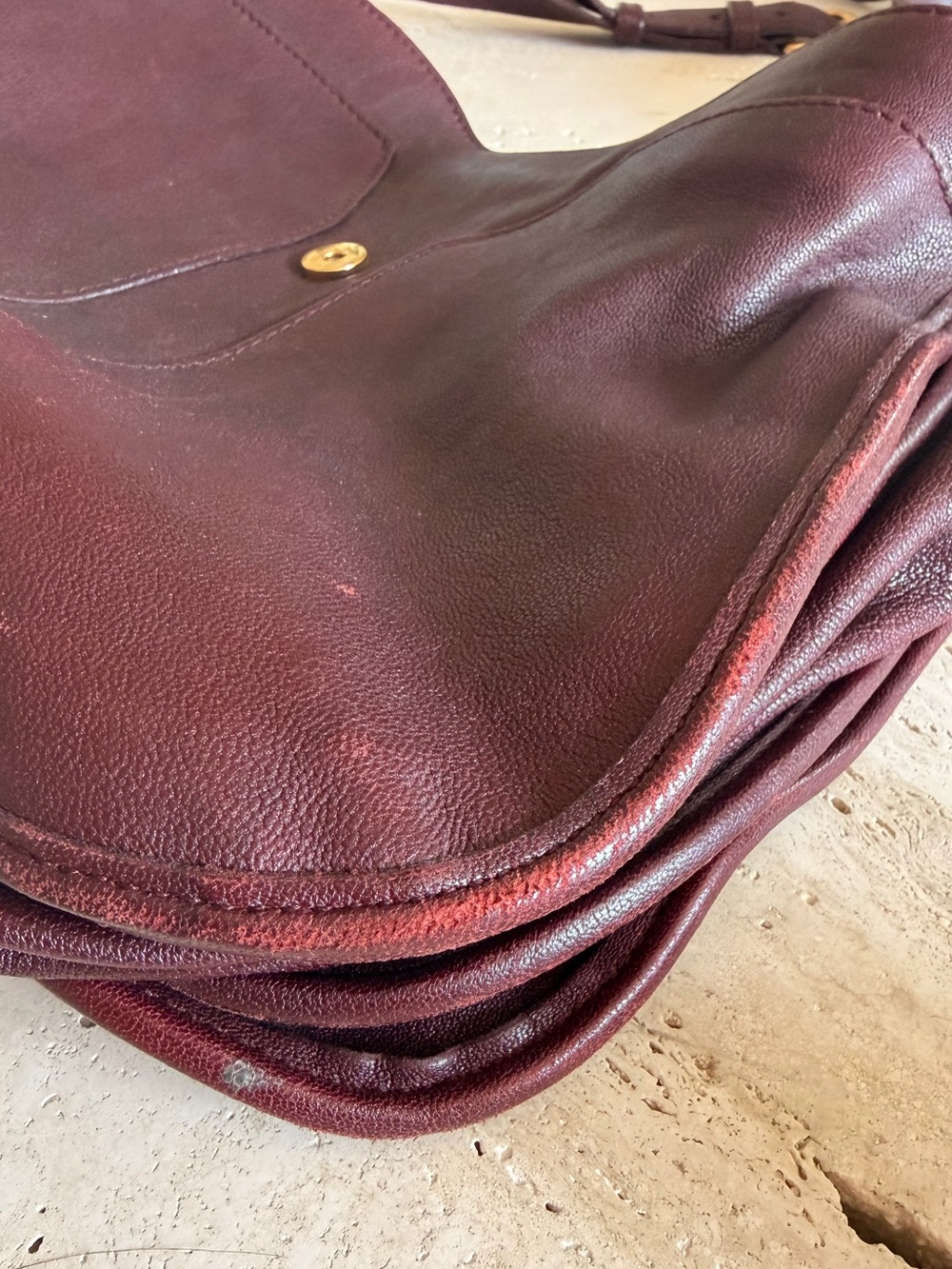 Yves Saint Laurent Burgundy Leather Shoulder Bag - Picture 9 of 10